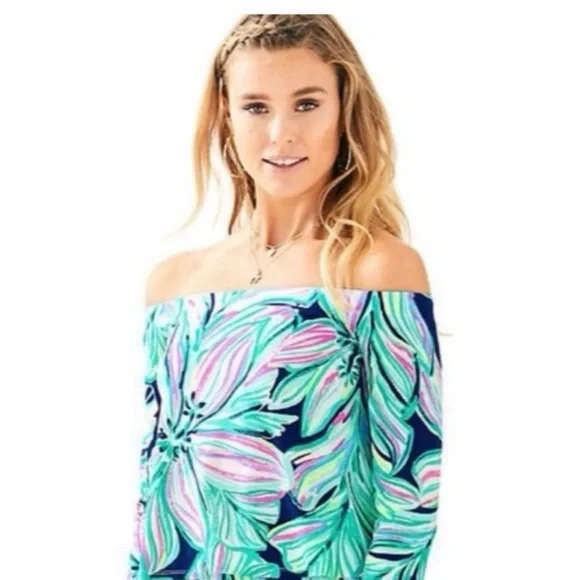 Lilly Pulitzer WESLEE SETHigh Tide Navy Dancing LadyTop With PantsPink XL